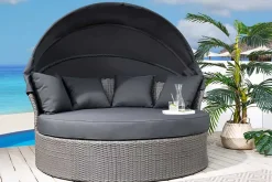 Outdoor Sonneninsel PLAYA LIVING 165cm grau Polyrattan Aluminium inkl. Kissen wetterfest