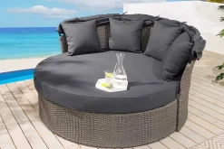 Outdoor Sonneninsel PLAYA LIVING 165cm grau Polyrattan Aluminium inkl. Kissen wetterfest