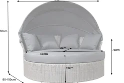 Outdoor Sonneninsel PLAYA LIVING 165cm grau Polyrattan Aluminium inkl. Kissen wetterfest