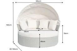 Outdoor Sonneninsel PLAYA LIVING 165cm natur Polyrattan Aluminium inklusive Kissen wetterfest