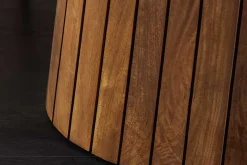 Ovaler Esstisch ART DECO 220cm braun smoked massives Mangoholz mit Säulenfuß