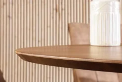 Ovaler Esstisch ART DECO 220cm braun smoked massives Mangoholz mit Säulenfuß