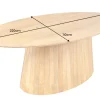 Ovaler Esstisch ART DECO 220cm beige massives Mangoholz cream finish mit Säulenfuß