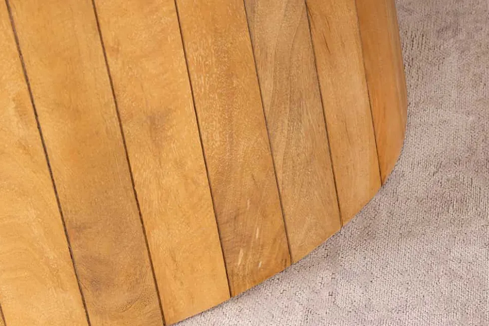Ovaler Esstisch ART DECO 220cm beige massives Mangoholz cream finish mit Säulenfuß