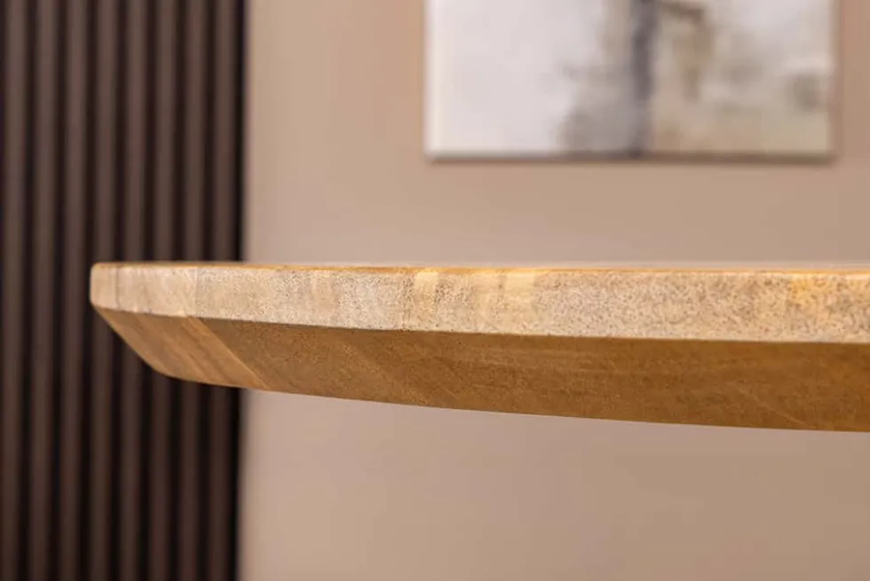 Ovaler Esstisch ART DECO 220cm beige massives Mangoholz cream finish mit Säulenfuß