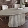 Ovaler Esstisch ART DECO 220cm smoke grau massives Mangoholz mit Säulenfuß