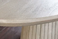 Ovaler Esstisch ART DECO 220cm smoke grau massives Mangoholz mit Säulenfuß