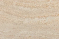 Ovaler Esstisch SCULPTURE 220cm natur Travertin Keramik champagner greige Metall