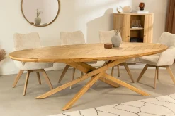 Ovaler Esstisch WOOD SCULPTURE 240cm natur Pinienholz recycelt Sterngestell