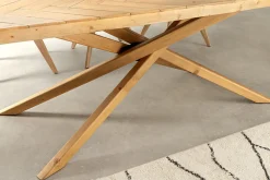 Ovaler Esstisch WOOD SCULPTURE 240cm natur Pinienholz recycelt Sterngestell