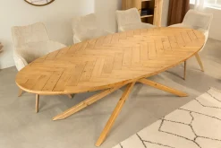 Ovaler Esstisch WOOD SCULPTURE 240cm natur Pinienholz recycelt Sterngestell