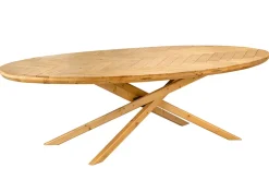 Ovaler Esstisch WOOD SCULPTURE 240cm natur Pinienholz recycelt Sterngestell