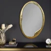 Ovaler Wandspiegel ABSTRACT 70cm gold Metall handmade