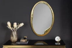 Ovaler Wandspiegel ABSTRACT 70cm gold Metall handmade