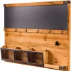 Praktisches Wandboard HERITAGE 80cm natur Pinie 6 Haken Kreidetafel Schlüsselbrett