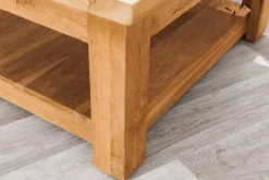 Quadratischer Couchtisch JAVA 70cm natur recyceltes Teakholz mit Ablagefach
