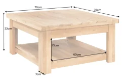 Quadratischer Couchtisch JAVA 70cm natur recyceltes Teakholz mit Ablagefach