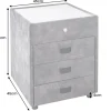 Quadratischer Nachttisch PARIS 55cm grau Samt inkl. Beleuchtung und Schubladen