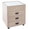 Quadratischer Nachttisch TOULOUSE 55cm beige Samt inkl. Beleuchtung und Schubladen