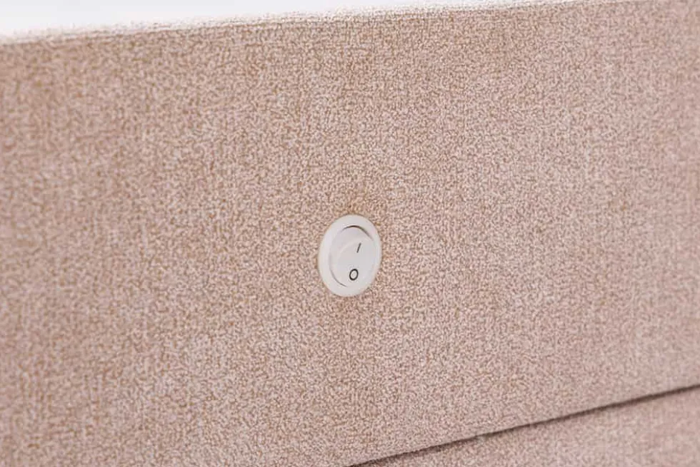 Quadratischer Nachttisch TOULOUSE 55cm beige Samt inkl. Beleuchtung und Schubladen
