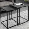 Quadratisches 2er Set Beistelltische MOUNTAIN SOUL 60cm schwarz Naturstein Metall