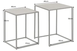 Quadratisches 2er Set Beistelltische MOUNTAIN SOUL 60cm schwarz Naturstein Metall