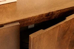 Quadratisches Lowboard BRASIL 75cm braun Mango Massivholz zwei Fächer Schrank