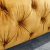 Queensize Doppelbett PARIS 160x200cm senfgelb Samt Chesterfield Design