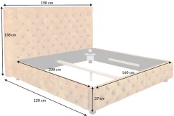 Queensize Doppelbett PARIS 160x200cm senfgelb Samt Chesterfield Design
