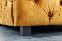 Queensize Doppelbett PARIS 160x200cm senfgelb Samt Chesterfield Design