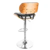 Retro Barhocker CLASSICO schwarz 115cm höhenverstellbar mit Lehne Walnussholz-Design