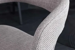 Retro Barhocker MANHATTAN grau Strukturstoff Eschenholz drehbar höhenverstellbar
