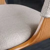 Retro Barhocker MANHATTAN beige Strukturstoff Eschenholz drehbar höhenverstellbar