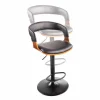 Retro Barhocker MANHATTAN schwarz Kunstleder Walnussholz drehbar höhenverstellbar