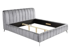 Retro Bett AMSTERDAM 160x200cm grau Samt schwarz Metall Polsterbett