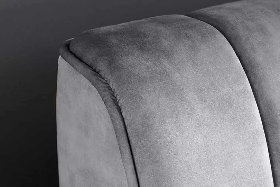Retro Bett AMSTERDAM 180x200cm grau Samt schwarz Metall Polsterbett