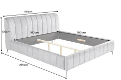 Retro Bett AMSTERDAM 180x200cm grau Samt schwarz Metall Polsterbett