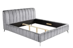 Retro Bett AMSTERDAM 180x200cm grau Samt schwarz Metall Polsterbett