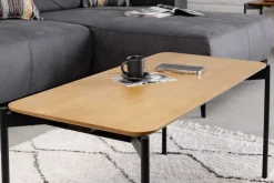 Retro Couchtisch DESIGNO 90cm Eiche Holz-Design schwarz Metallgestell