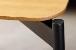 Retro Couchtisch DESIGNO 90cm Eiche Holz-Design schwarz Metallgestell