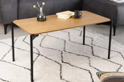 Retro Couchtisch DESIGNO 90cm Eiche Holz-Design schwarz Metallgestell