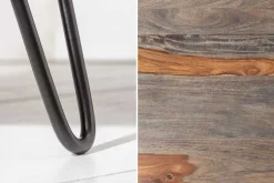Retro Couchtisch ORGANIC LIVING 80cm grau smoke finish Sheesham Palisander Massivholz Hairpin Legs