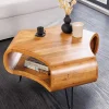 Retro Couchtisch ORGANIC LIVING 70cm braun Akazie Massivholz honey finish Stauraum