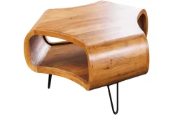 Retro Couchtisch ORGANIC LIVING 70cm braun Akazie Massivholz honey finish Stauraum