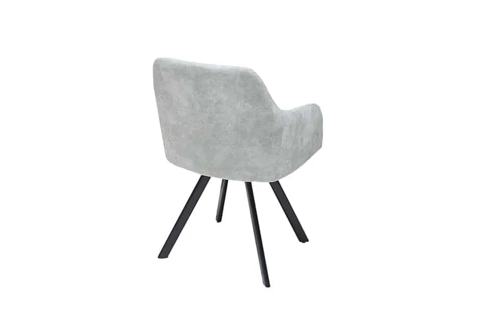 Retro Design Stuhl LUCCA stone grau Microfaser mit Armlehne Steppung gepolstert