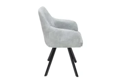 Retro Design Stuhl LUCCA stone grau Microfaser mit Armlehne Steppung gepolstert