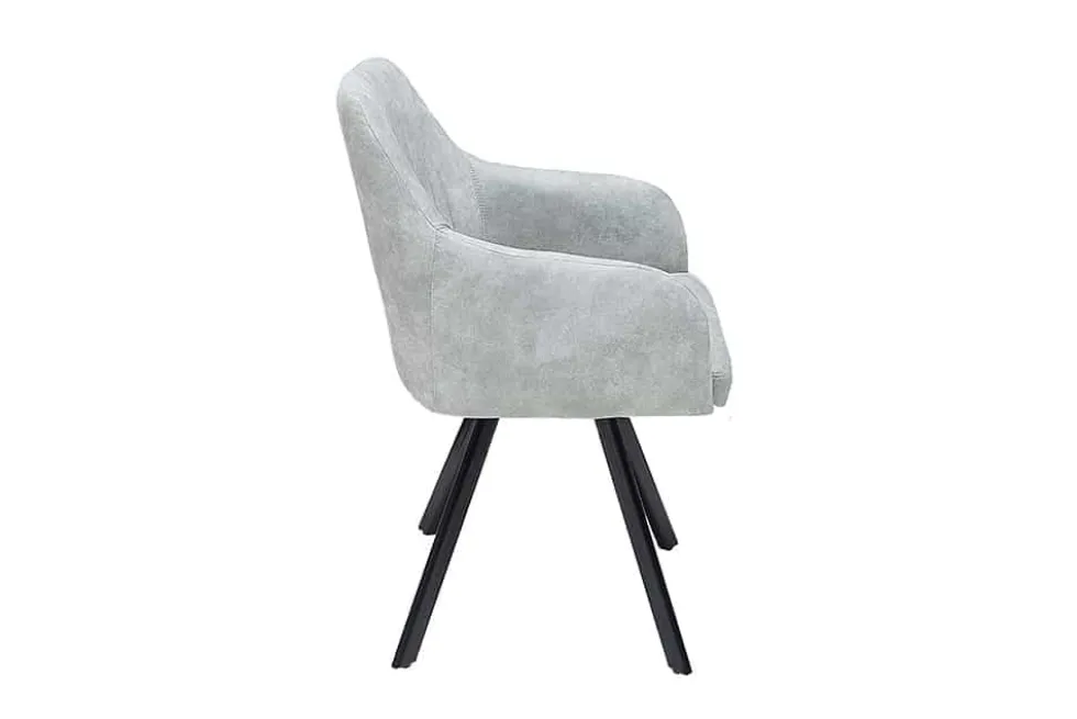 Retro Design Stuhl LUCCA stone grau Microfaser mit Armlehne Steppung gepolstert
