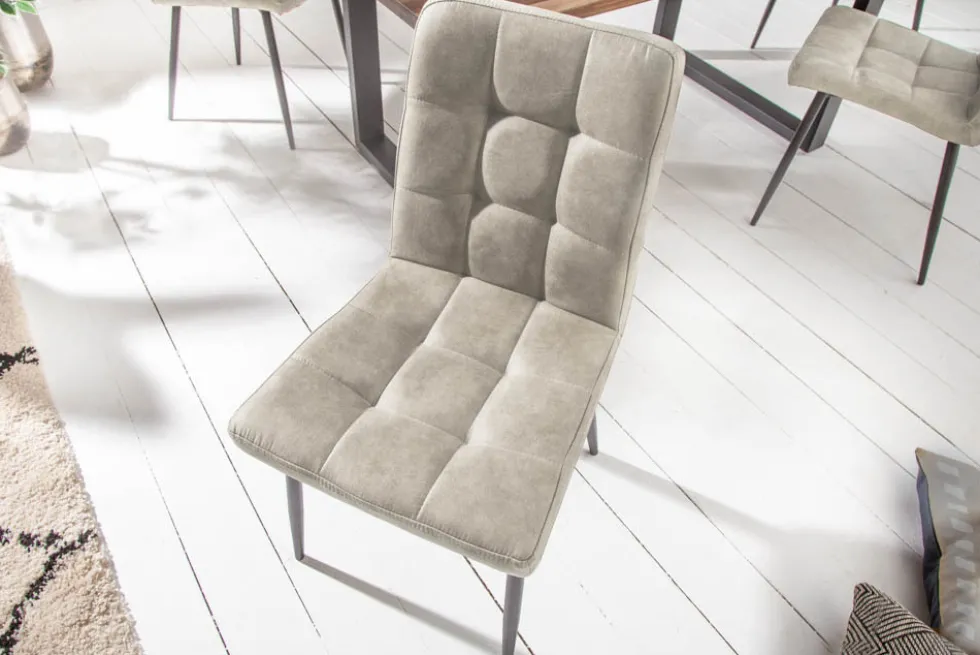 Retro Design Stuhl MODENA stone grau mit Ziersteppung
