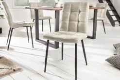 Retro Design Stuhl MODENA stone grau mit Ziersteppung