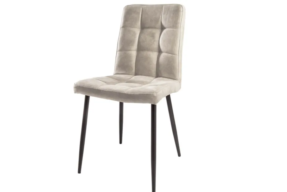 Retro Design Stuhl MODENA stone grau mit Ziersteppung